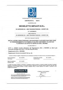 Certificato F-GAS